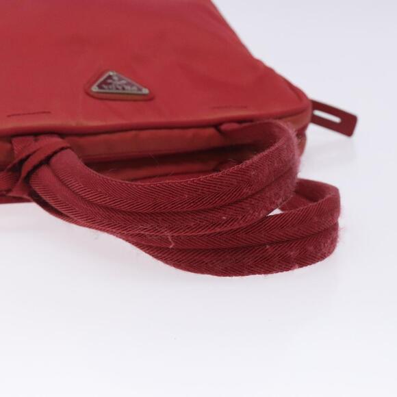 PRADA Hand Bag Nylon Red Silver - Picture 7 of 13
